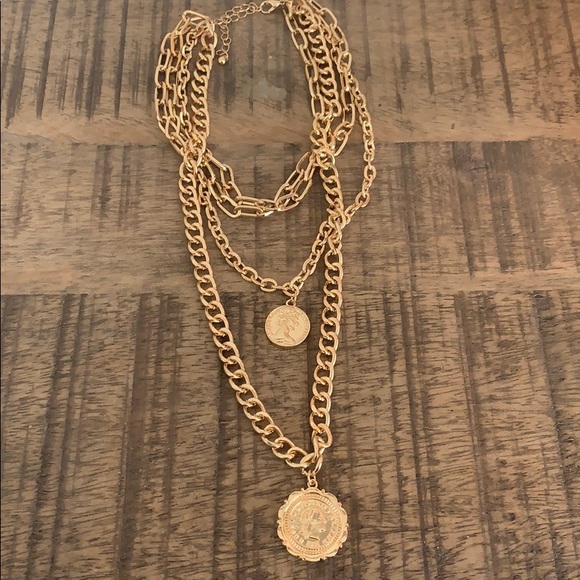 Four strand coin necklace